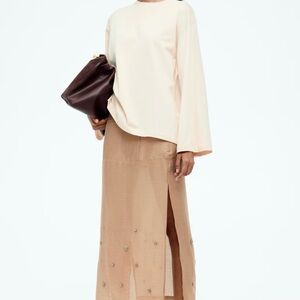 H&M Tan Maxi Skirt with Embellishments
